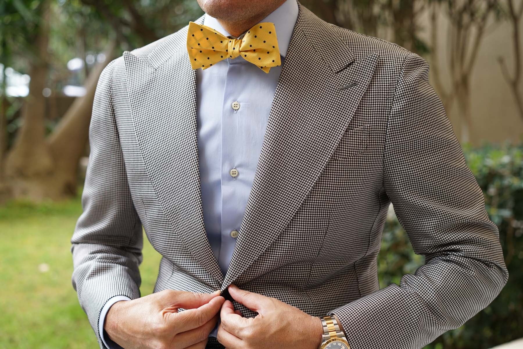 Natbeck Polka Dot Bow Tie Untied in Yellow