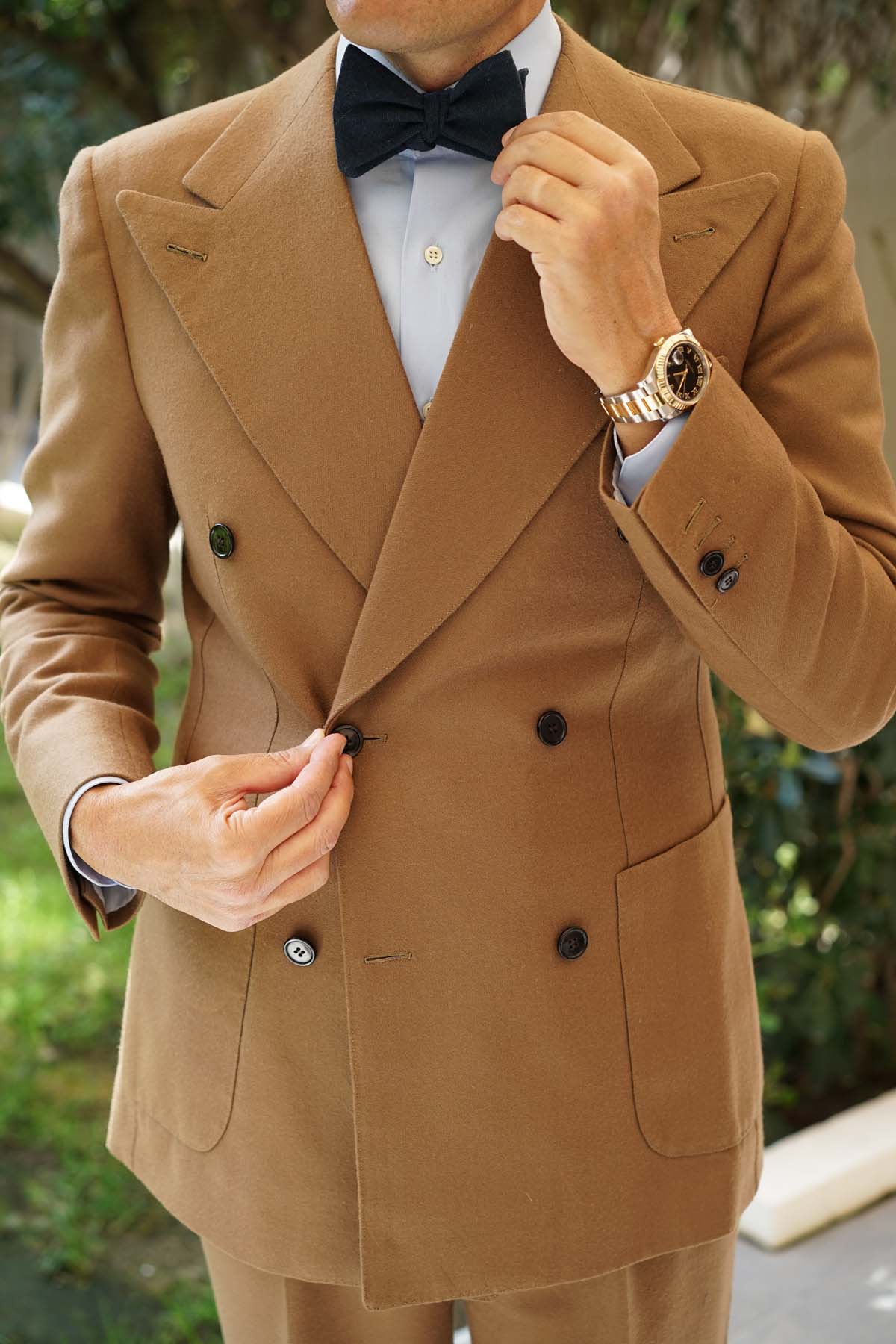 Natbeck Textured Linen Self Bow Tie Elegant Cotton-Linen Bow Tie