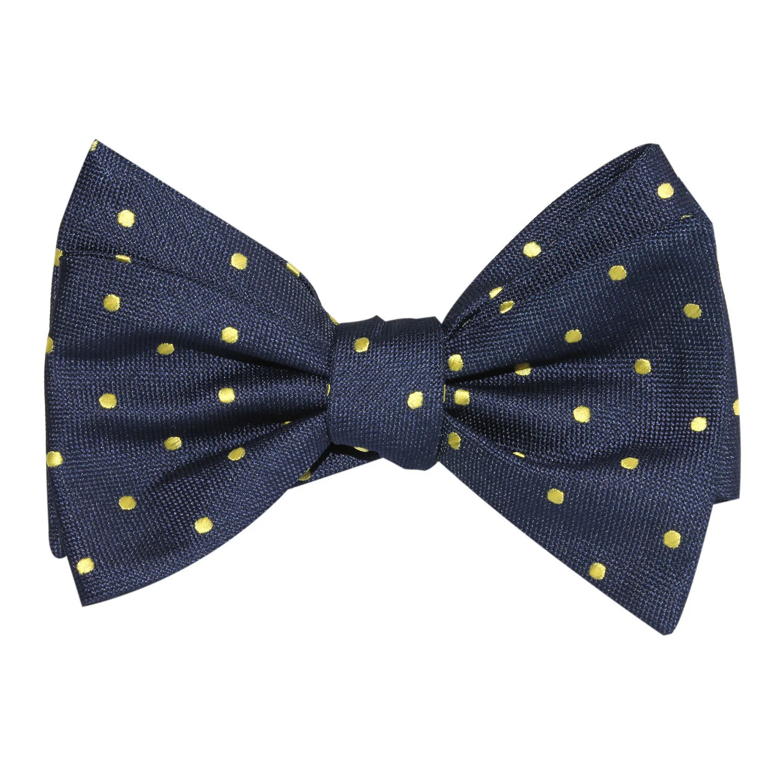 Natbeck Polka Dot Self Tie Bow Tie Elegant Navy Blue With Yellow