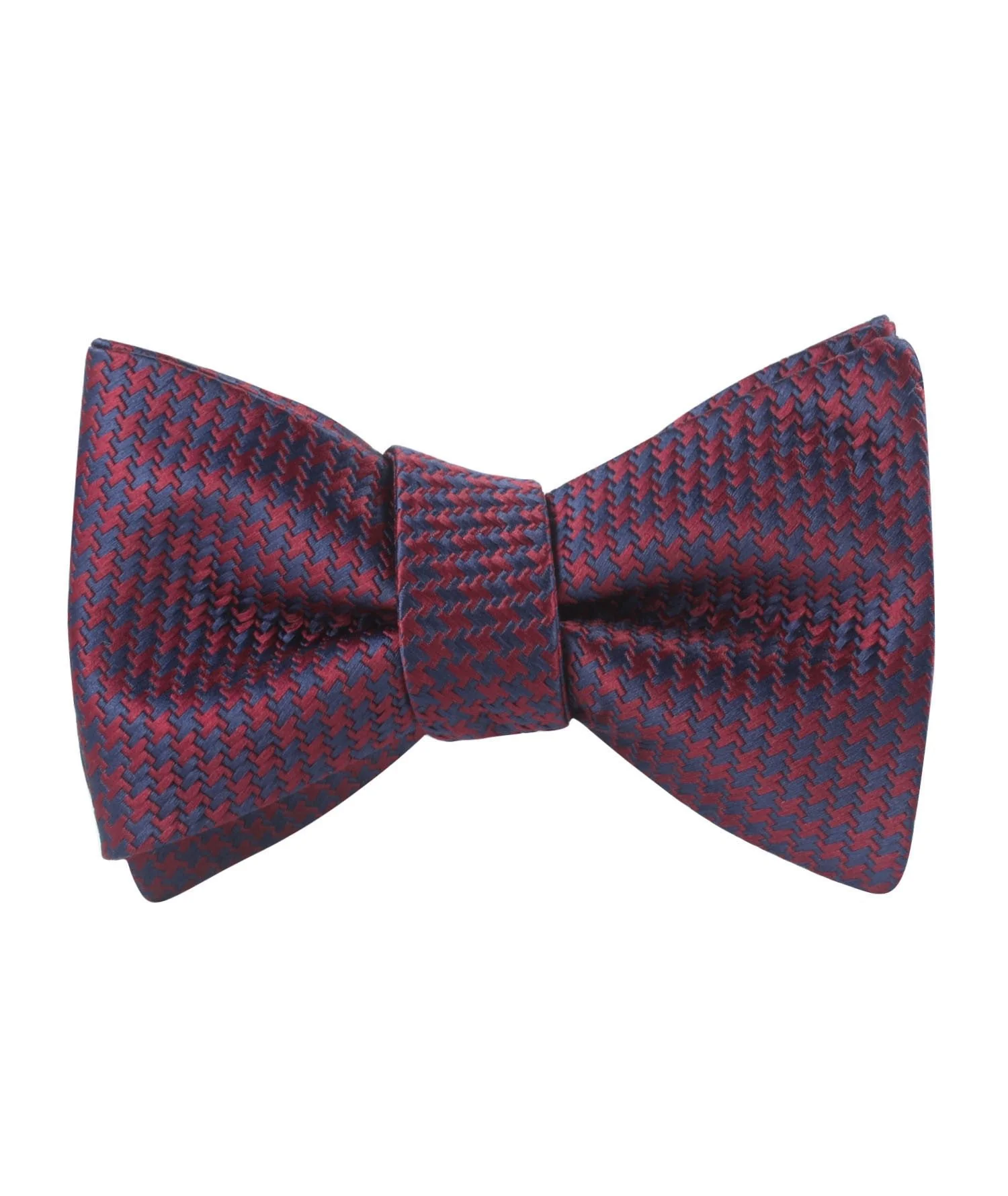 Natbeck Burgundy Houndstooth Self Bow Tie Elegant Cotton Formal Bow Tie for Weddings or Parties