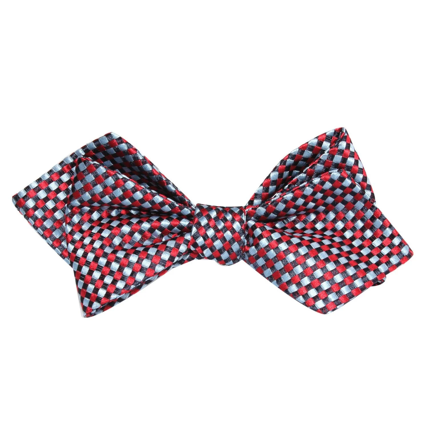 Natbeck Diamond Tip Self Tie Bow Tie Navy Light Blue Red Checkered suitable for business attire