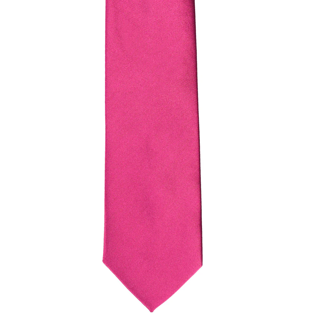 Natbeck Slim Solid Color Necktie Fuchsia