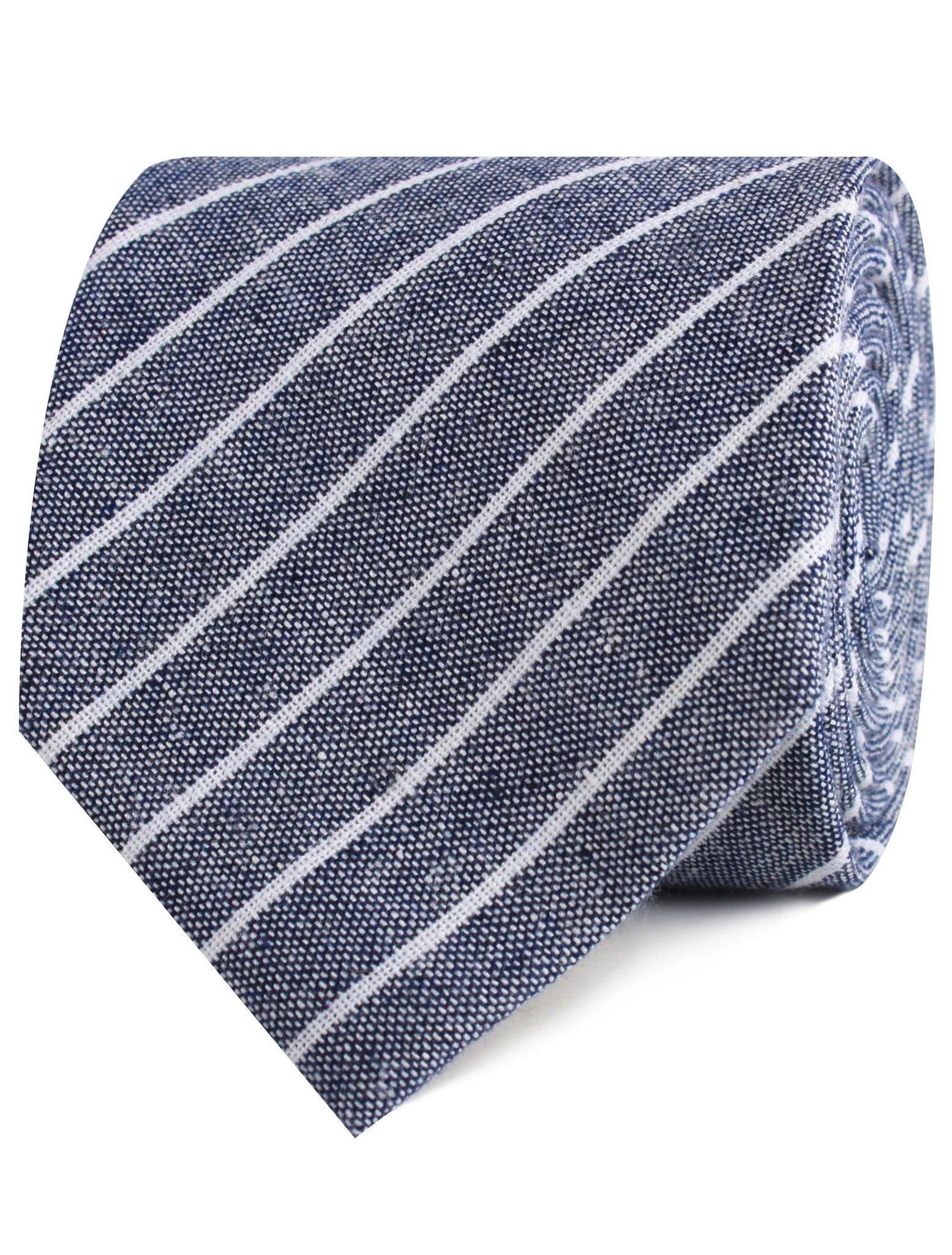 Natbeck Starry Night Blue Pinstripe Linen Tie Elegant Cotton-Linen Necktie with Pinstripe Design