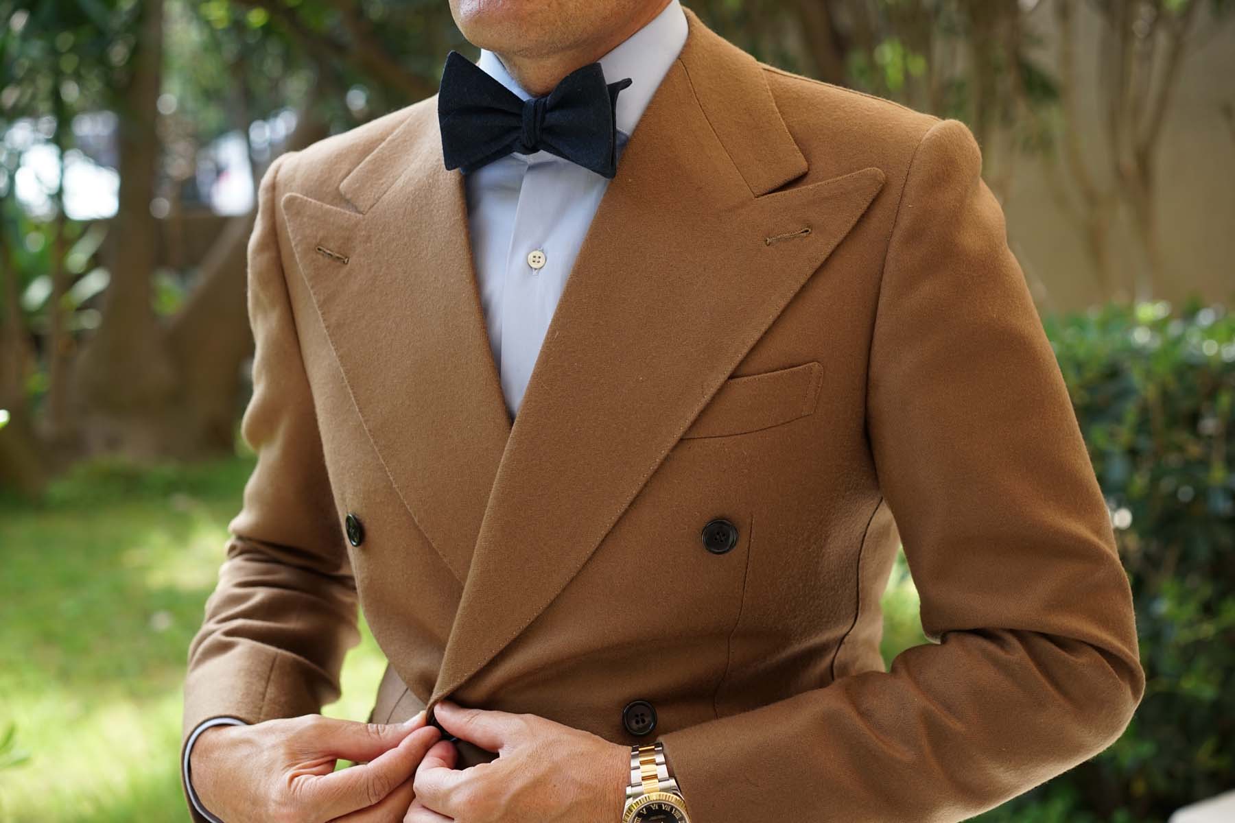 Natbeck Textured Linen Self Bow Tie Elegant Cotton-Linen Bow Tie