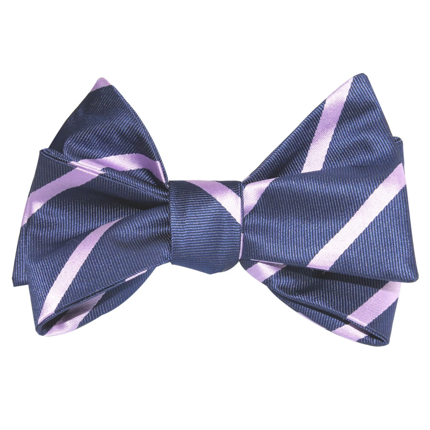 Natbeck Navy Blue Self Tie Bow Tie with Lavender Purple Stripes Elegant Cotton Bow Tie for Office or Party