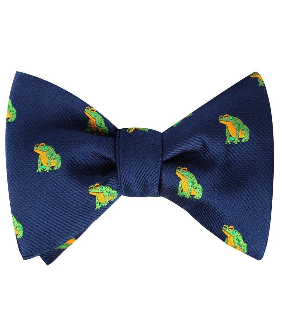 Natbeck Gero Gero Frog Pattern Silk Self Bow Tie Playful Animal Inspired Bow Tie
