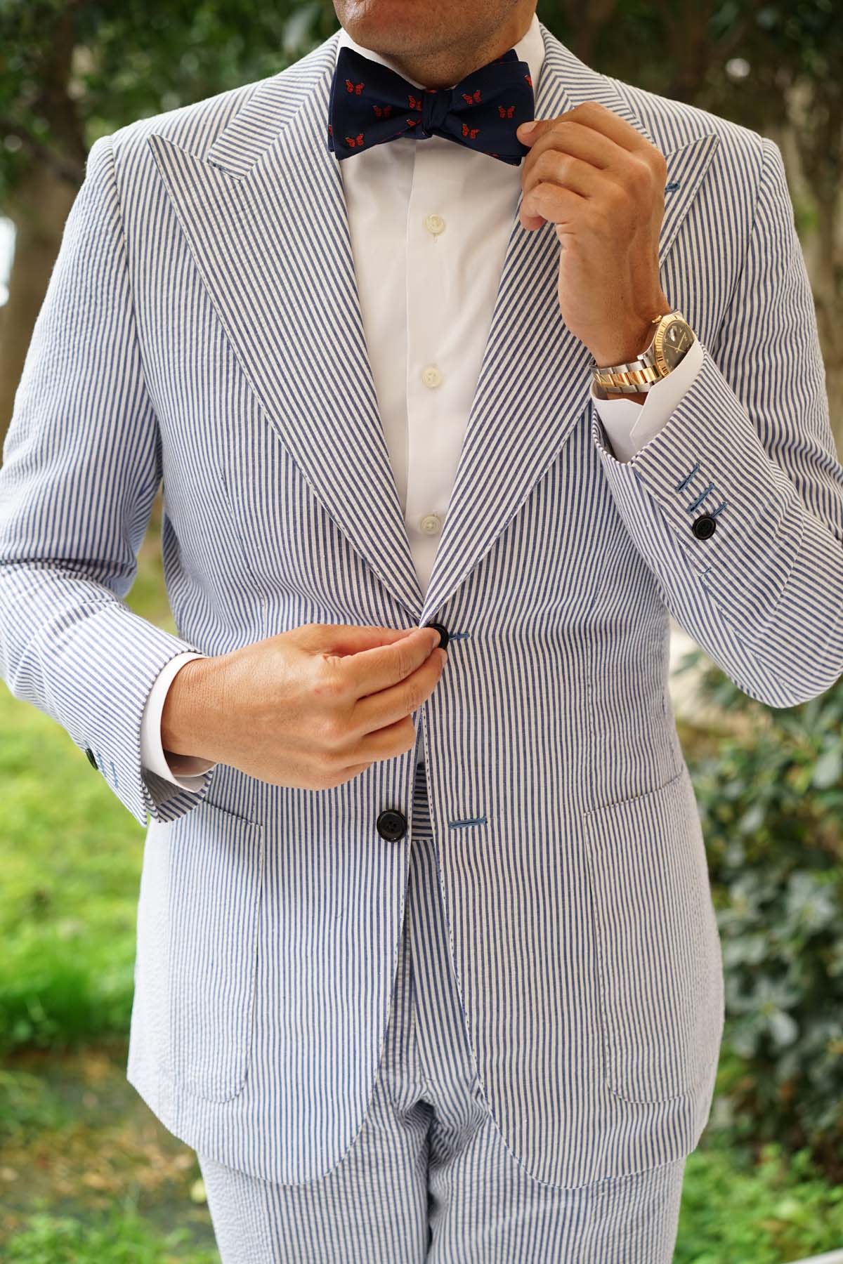 Natbeck Delicate Butterfly Self Bow Tie for Spring Garden Weddings and Events Blue