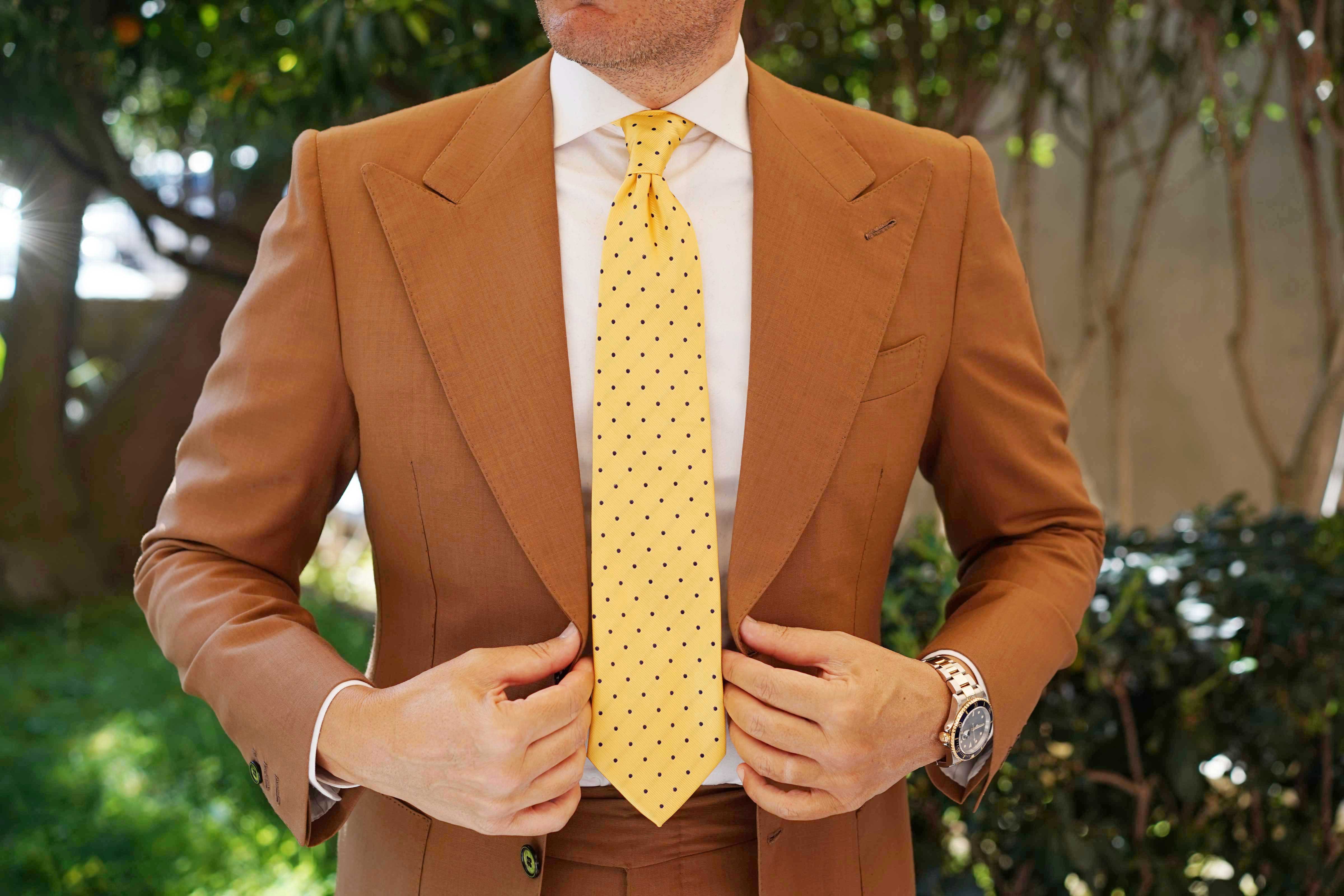 Natbeck Polkadot Tie Yellow Bright Dots