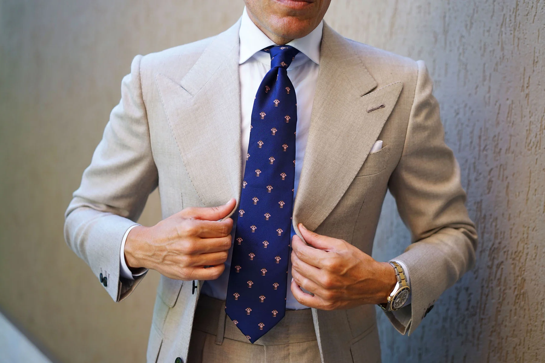 Natbeck Monkey Tie Cute Animal Print Elegant Soft Fabric Necktie