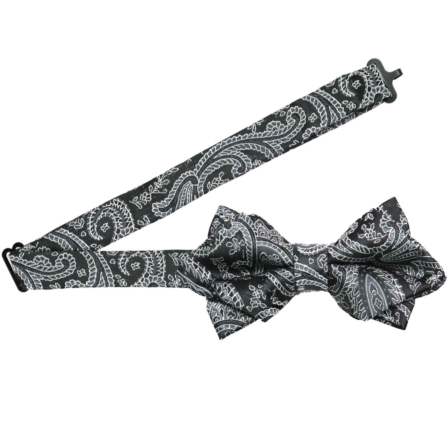 Natbeck Black Paisley Diamond Tip Bow Tie