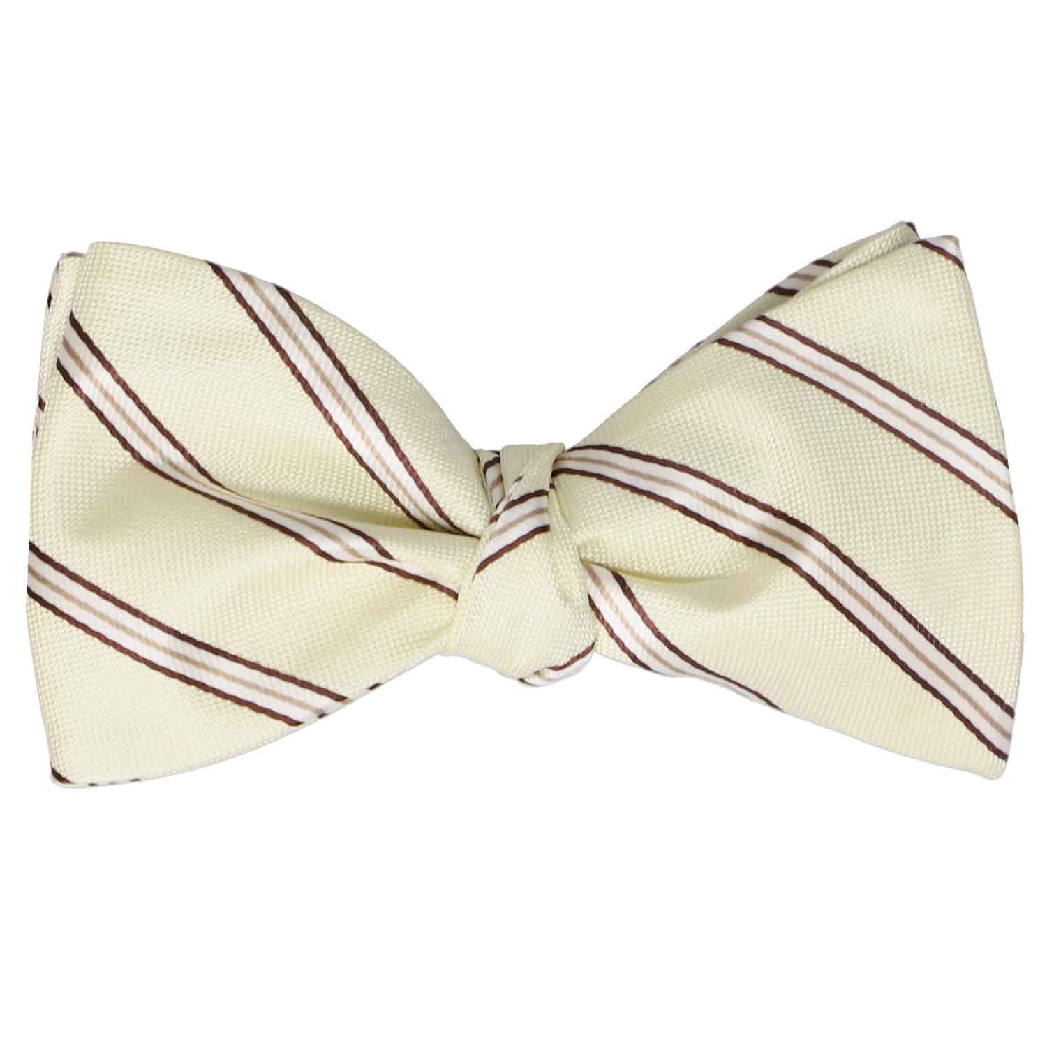 Natbeck Striped self-tie bow tie vanilla tone