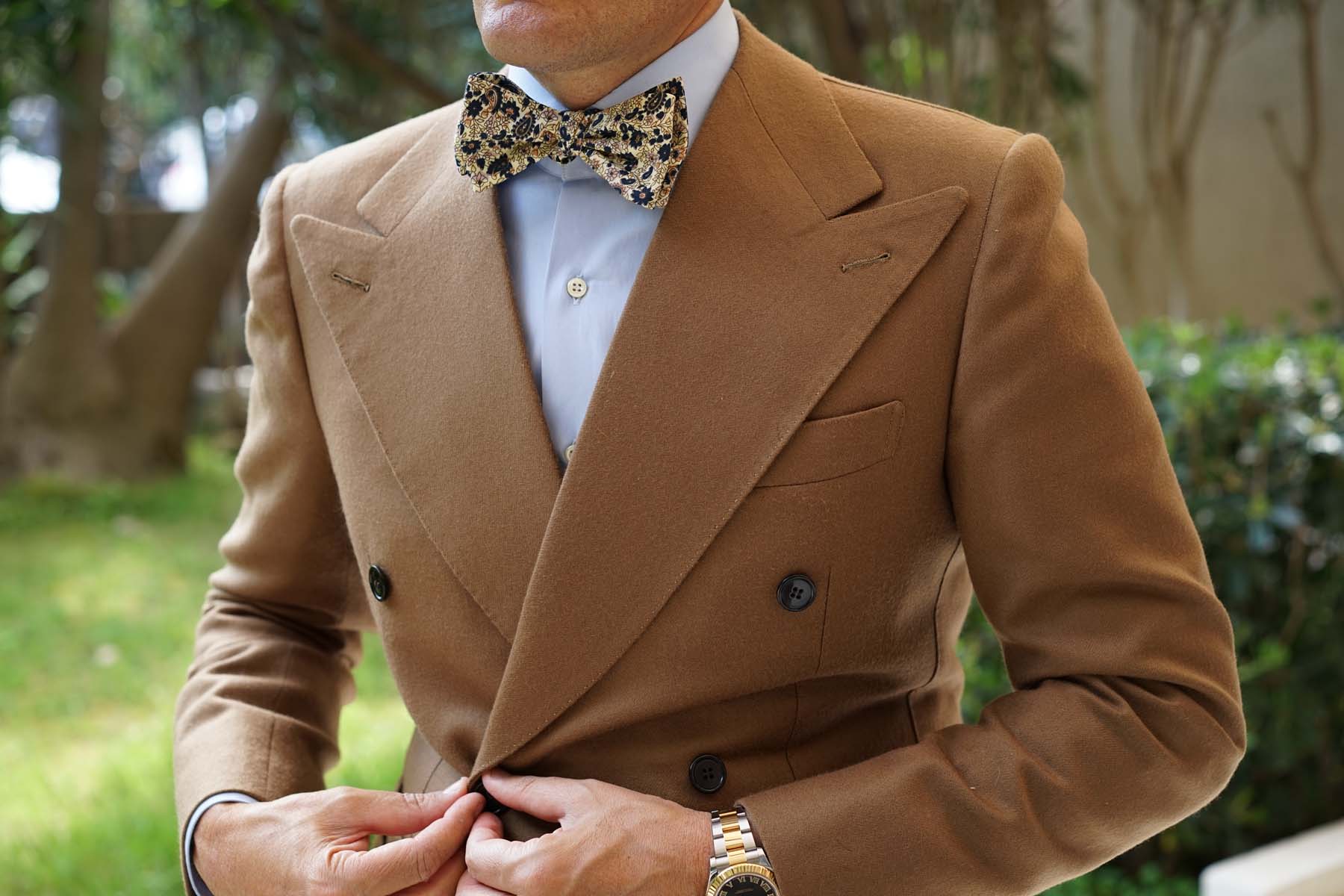 Natbeck Keukenhof Floral Silk Self Bow Tie Colorful Spring Inspired Bow Tie