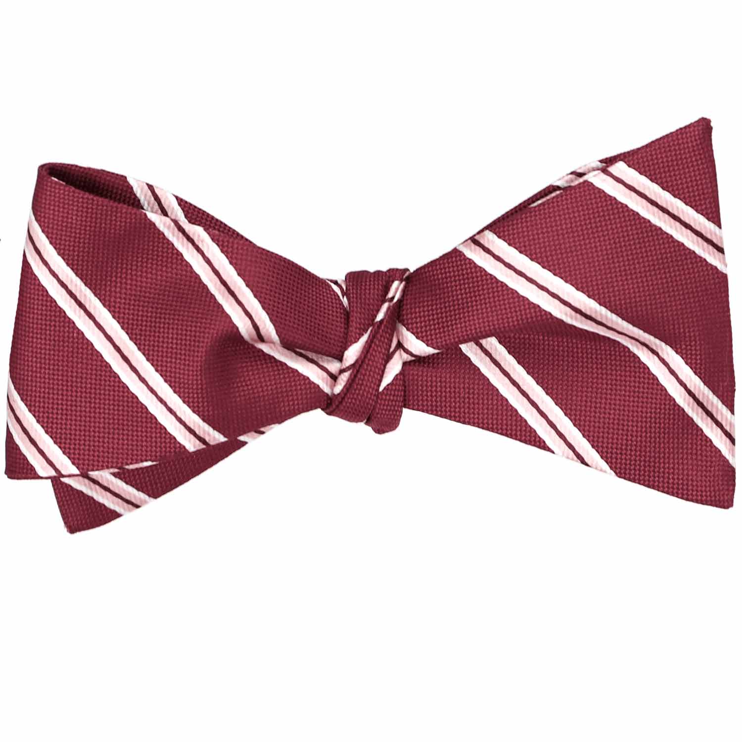 Natbeck Striped Self-Tie Bow Tie Burgundy