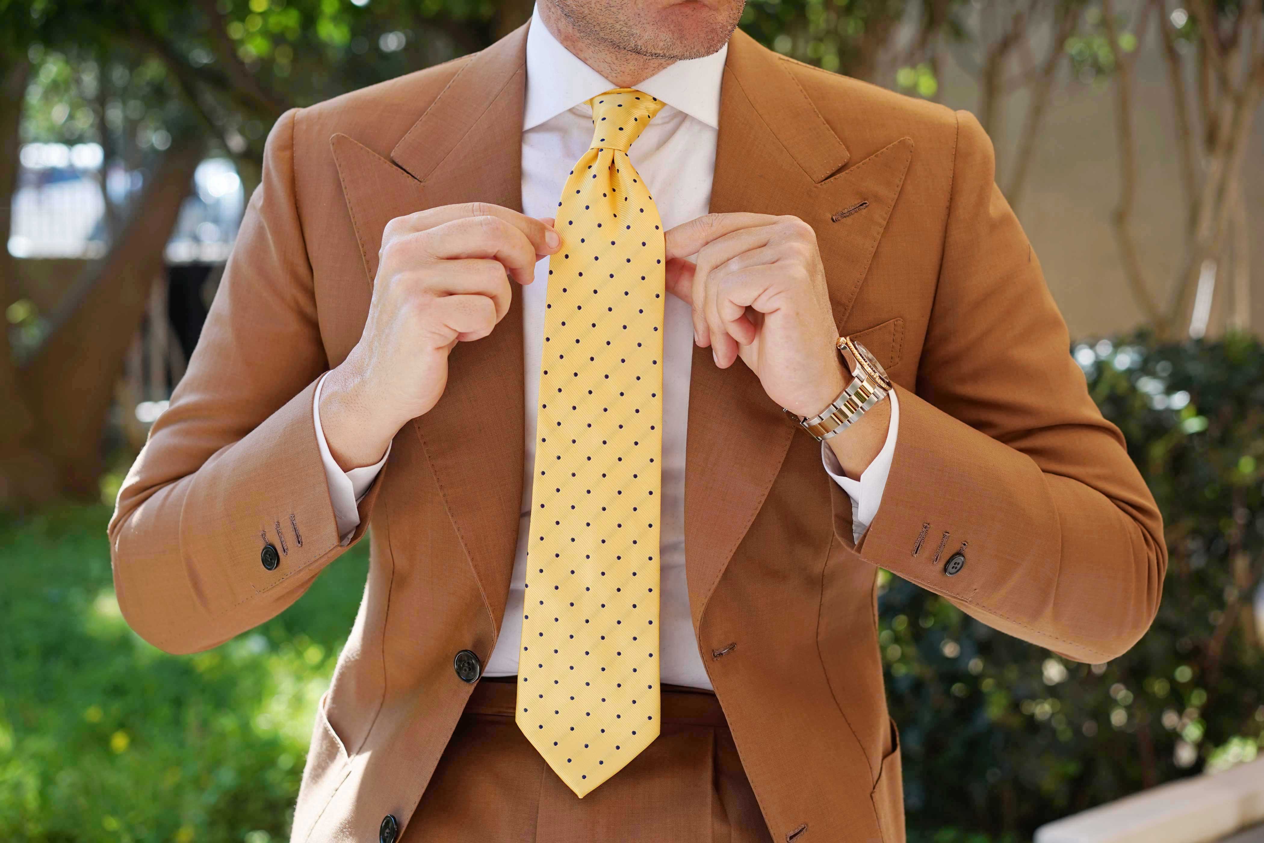 Natbeck Polkadot Tie Yellow Bright Dots