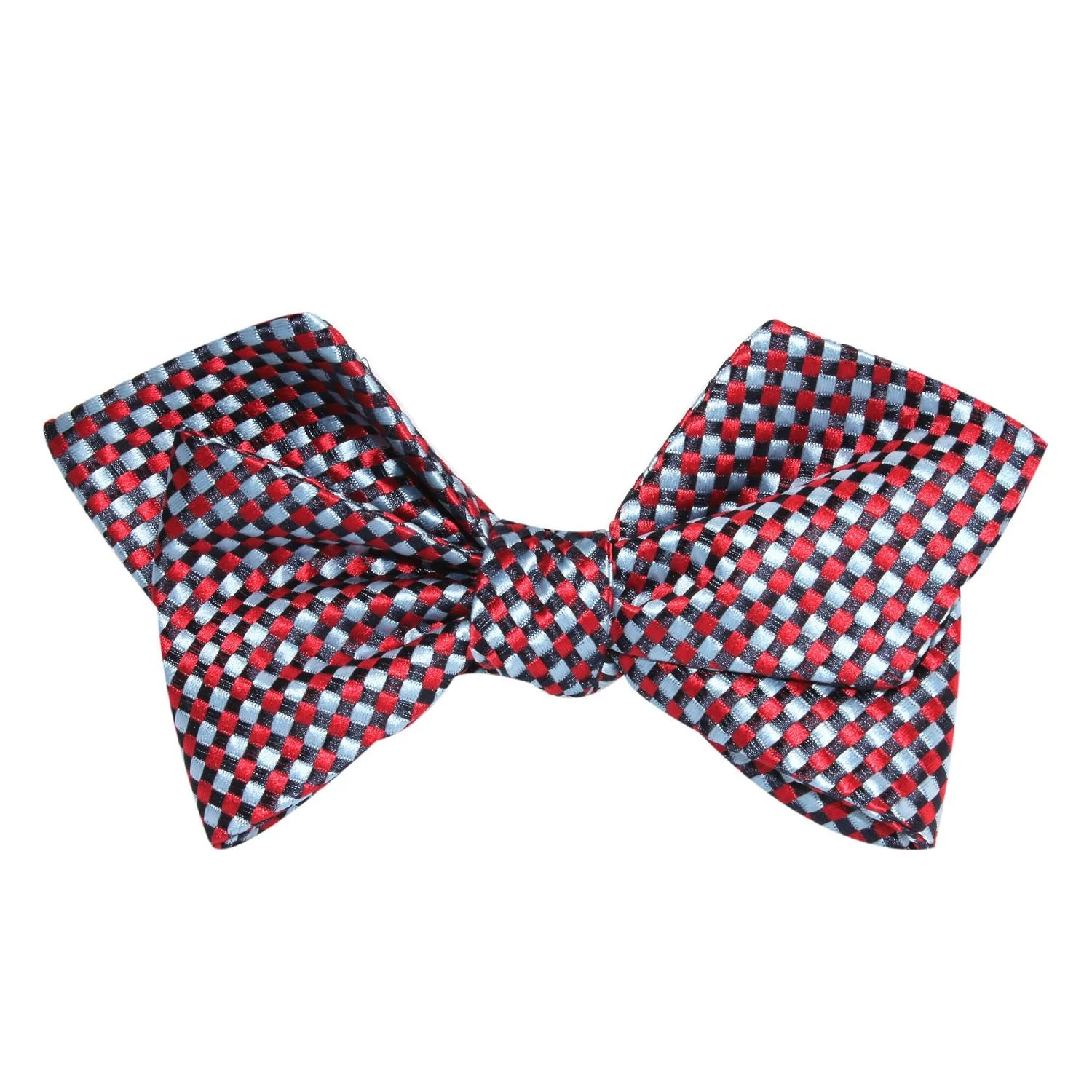 Natbeck Diamond Tip Self Tie Bow Tie Navy Light Blue Red Checkered suitable for business attire