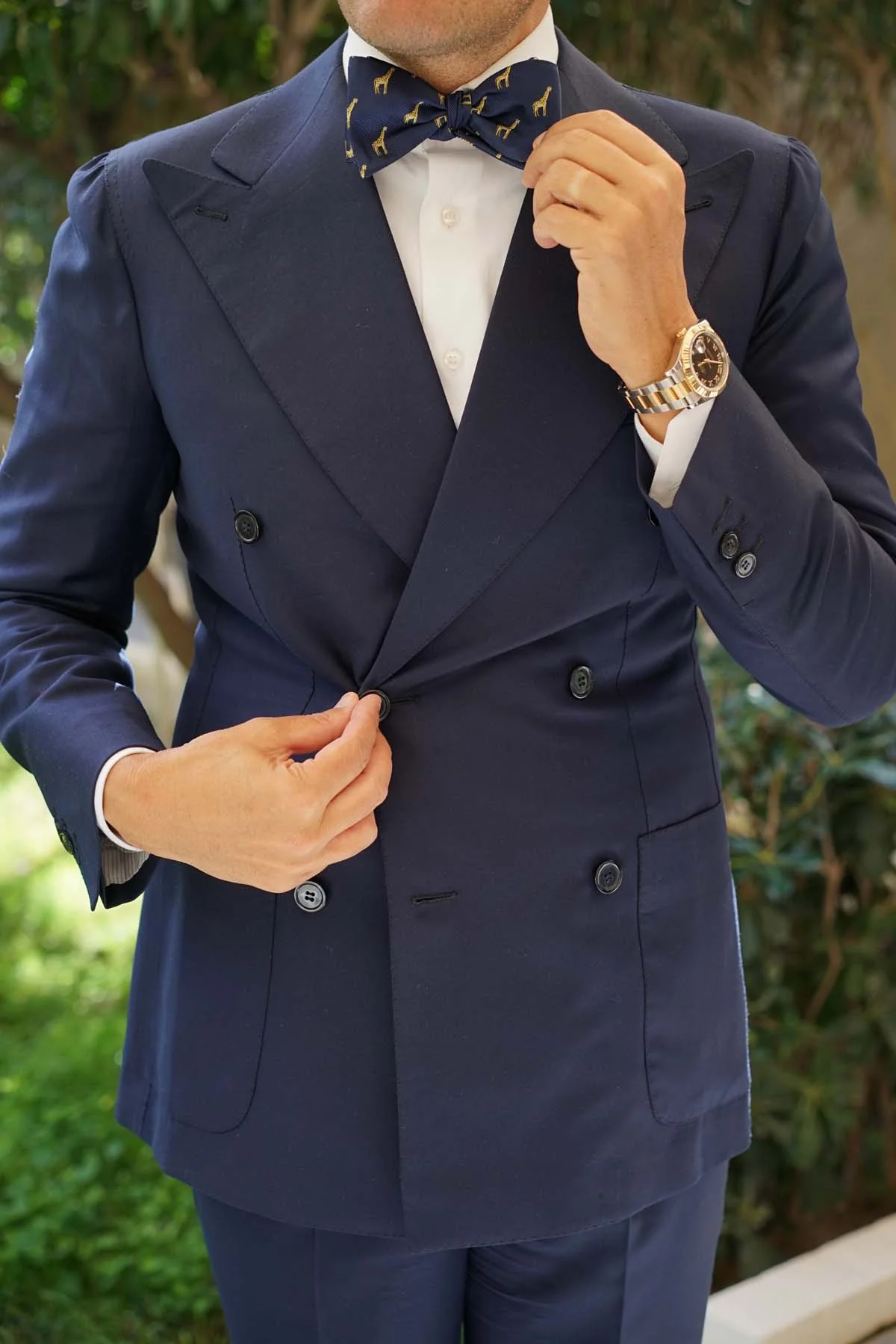 Natbeck Giraffe Self Bow Tie Cute Cotton Self Tie Bow Tie with Giraffe Pattern for Office or Parties