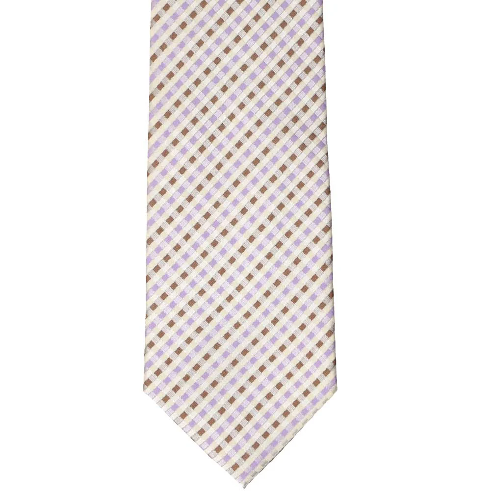 Natbeck Plaid Zipper Style Necktie Cream