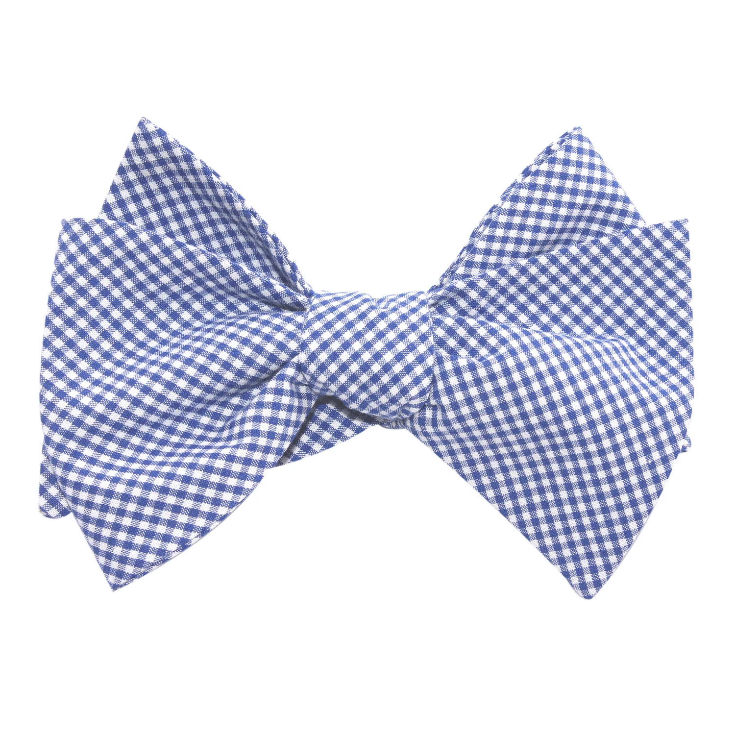 Natbeck Blue Gingham Cotton Self Tie Bow Tie Classic Cotton Bow Tie with Gingham Design for Casual or Dress