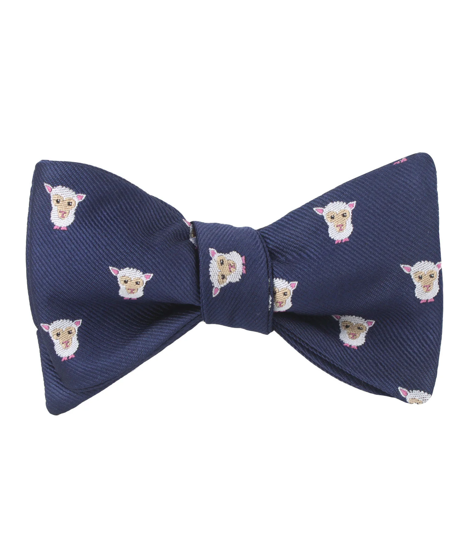 Natbeck White Sheep Self Bow Tie Cute Cotton Self Tie Bow Tie with Sheep Motif for Kids or Adults