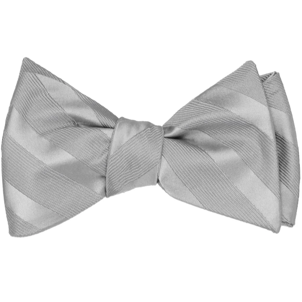 Natbeck Silver Elite Striped Self-Tie Bow Tie