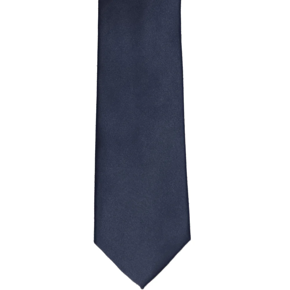 Natbeck Narrow Necktie Cotton Silk Navy Blue