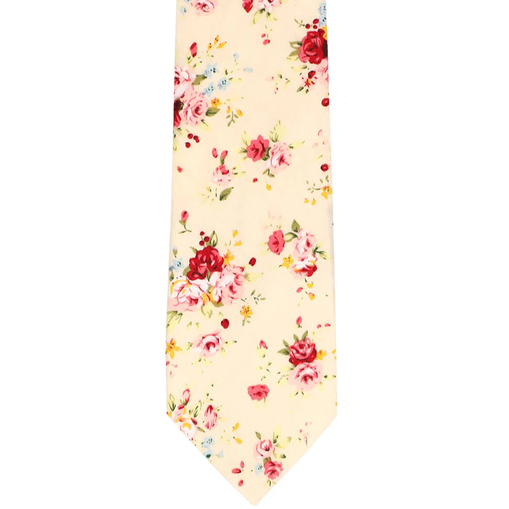 Natbeck Ivory And Pink Pomona Floral Elegant Necktie