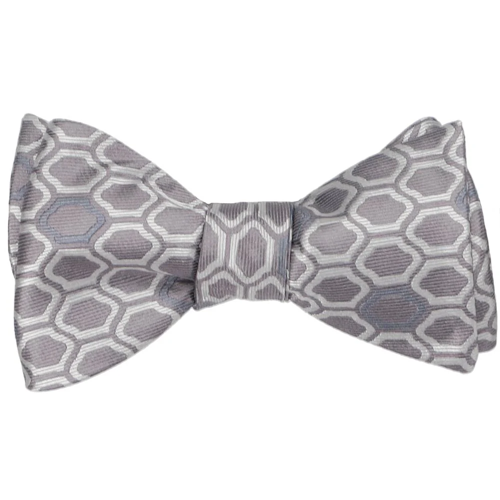 Natbeck Taupe Geometric Silk Self Tie Bow Tie Elegant