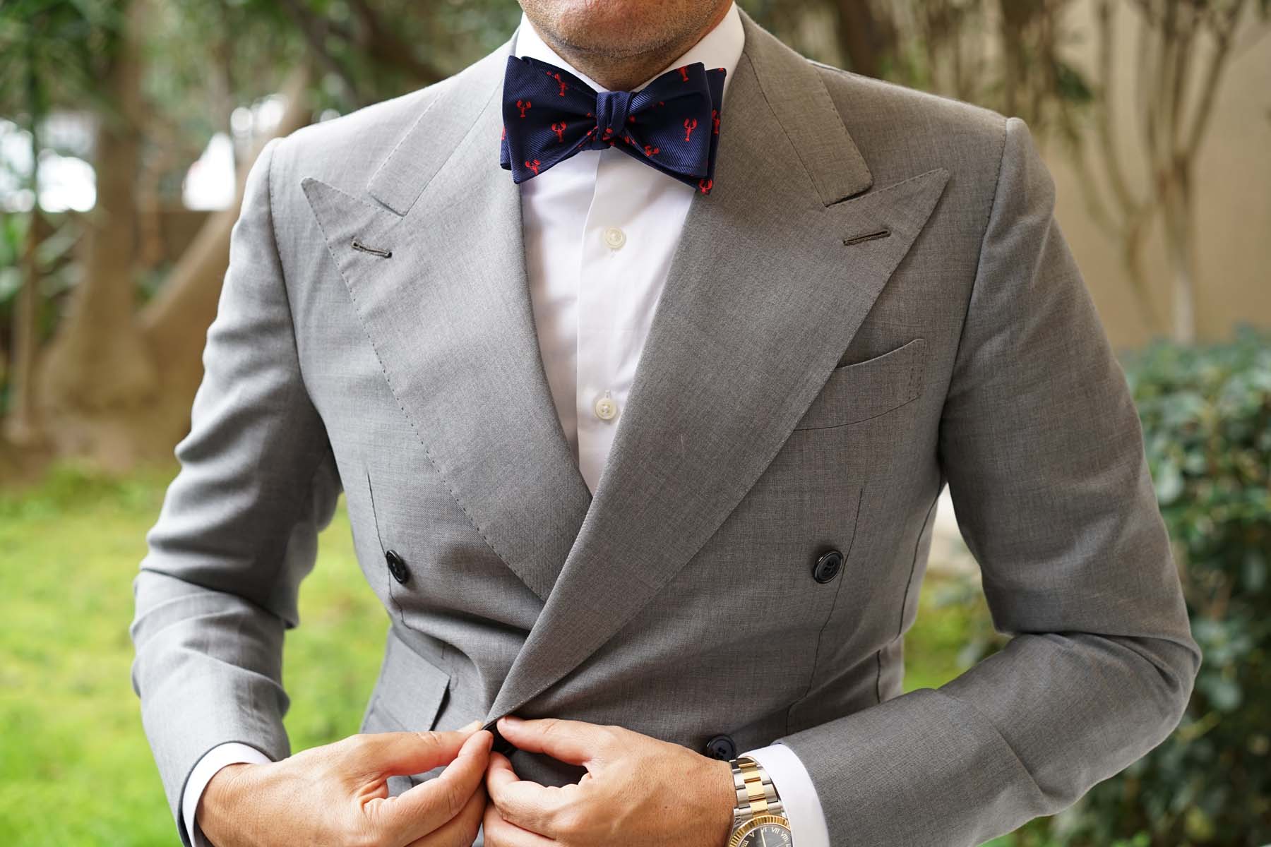 Natbeck Red Lobster Self Bow Tie Fun Cotton Self Tie Bow Tie with Lobster Pattern for Kids or Casual Events