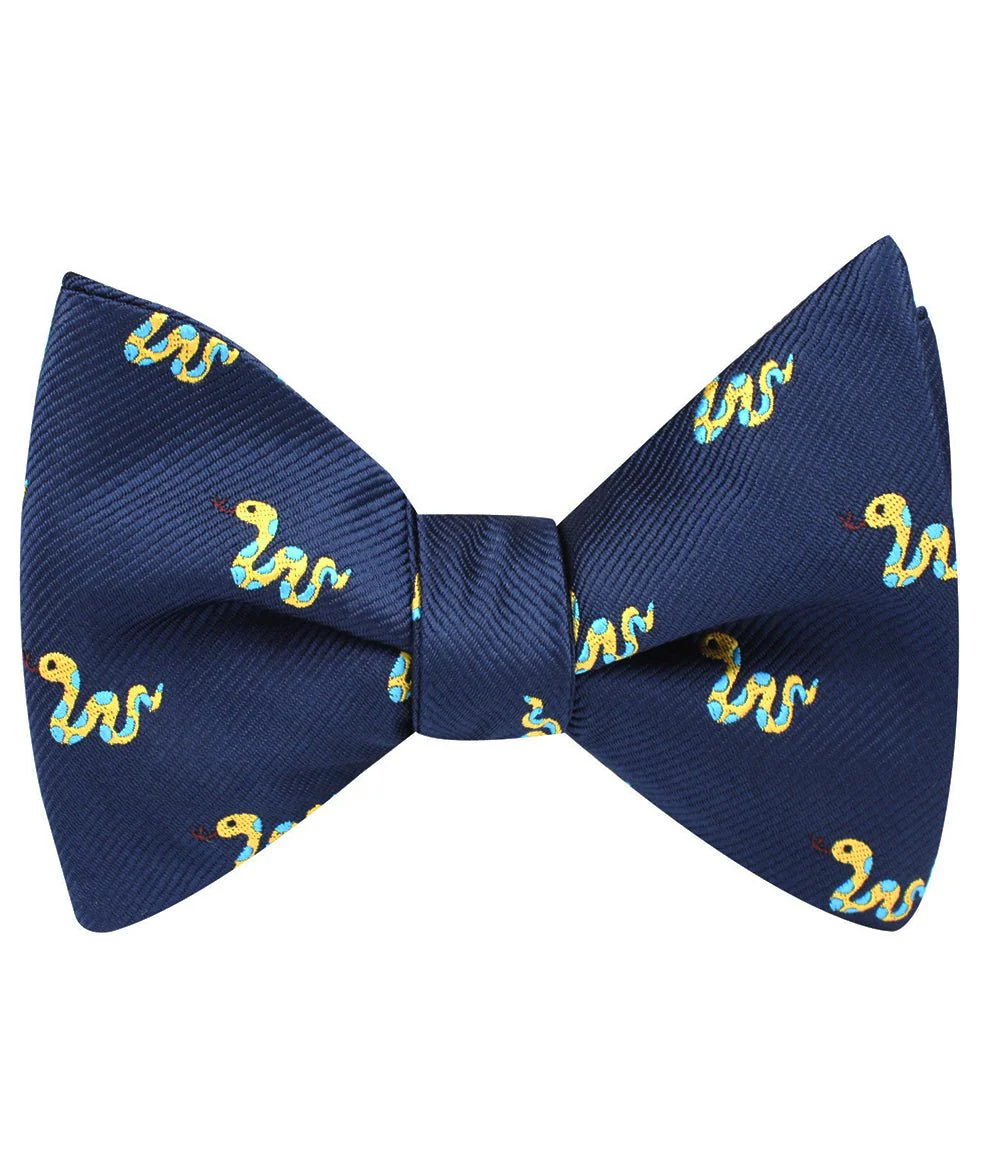 Natbeck Exotic Snake Pattern Self Bow Tie for Unique Party and Business Style Yellow