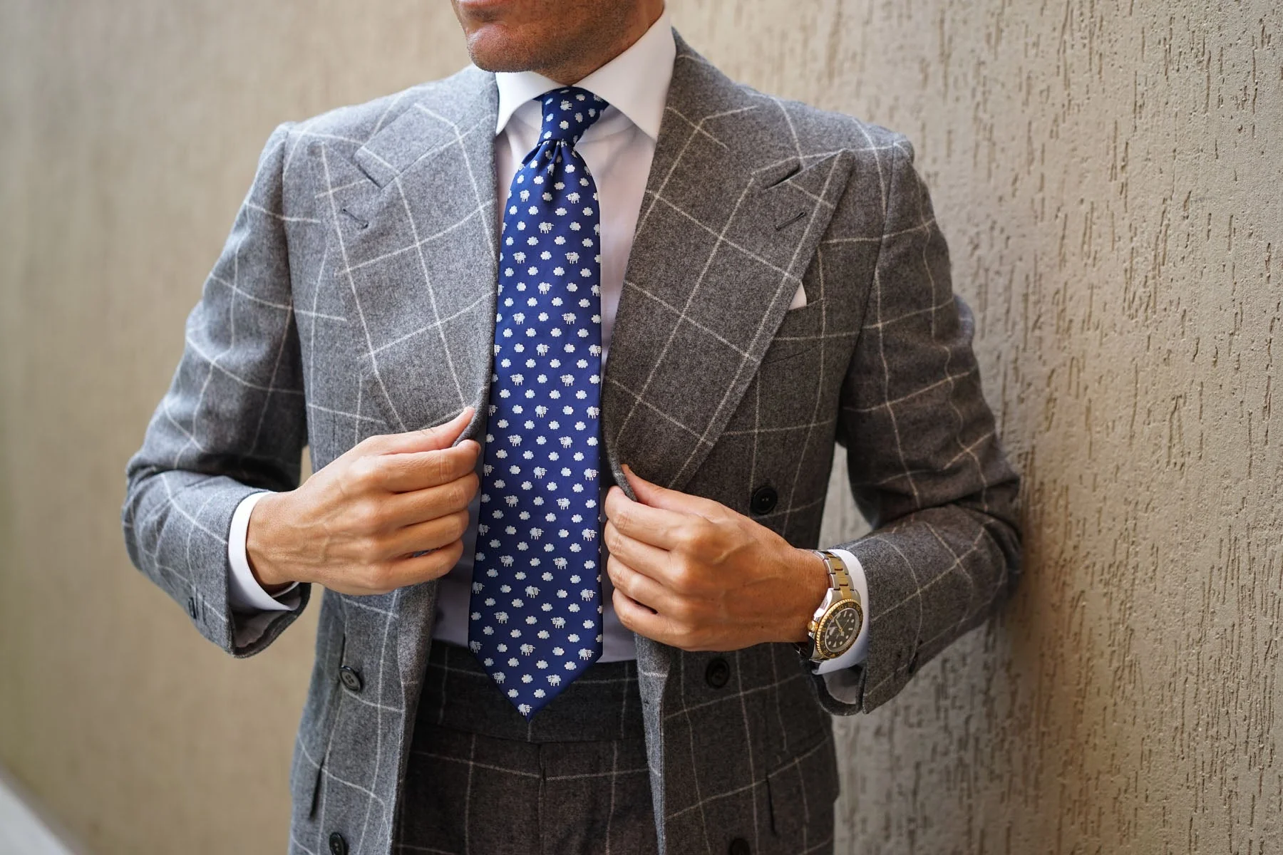 Natbeck Sleepy Sheep Blue Necktie Cute Animal Print Classic Accessory