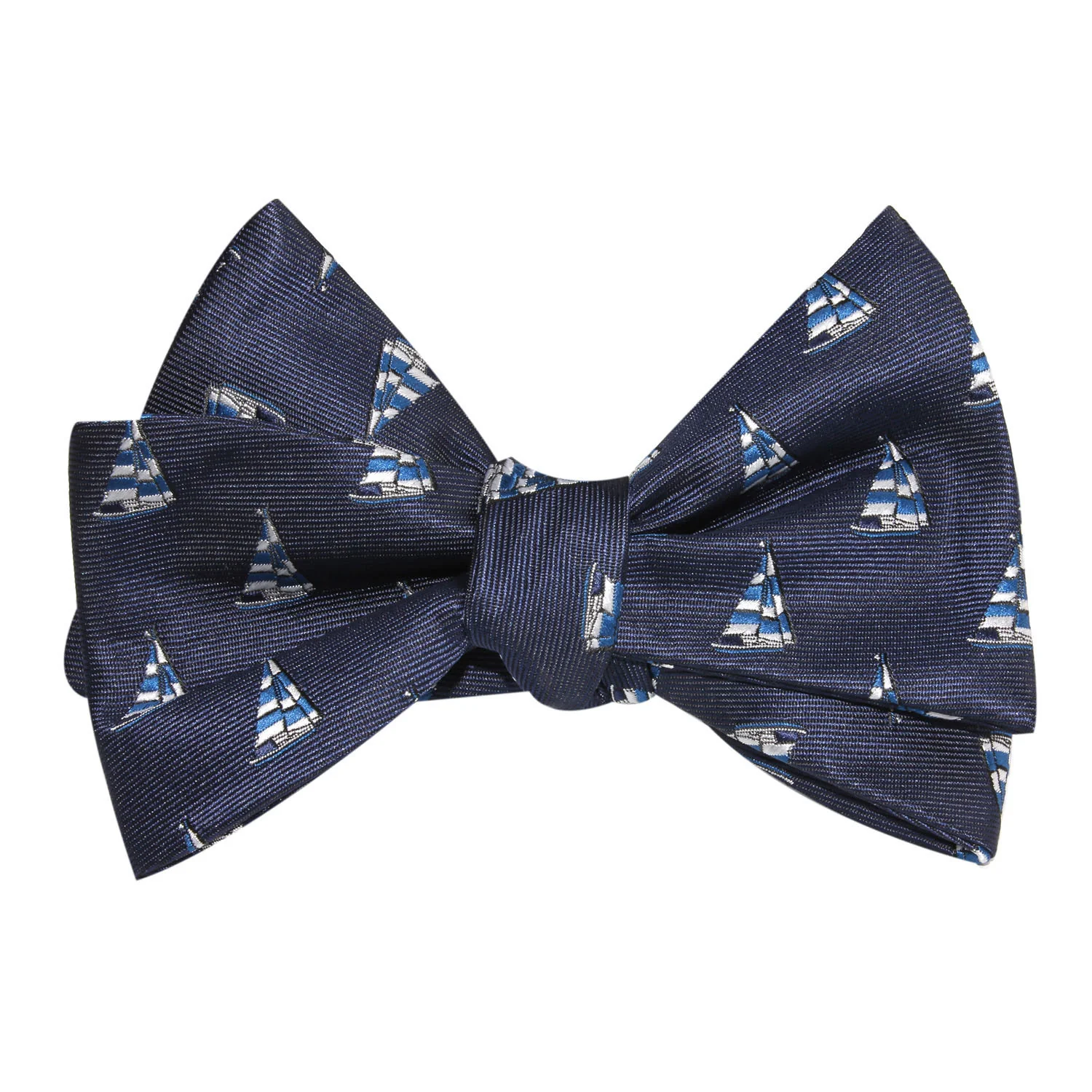 Natbeck Navy Blue Sailor Boat Self Tie Bow Tie Elegant Cotton Self Tie Bow Tie with Sailor Boat Motif