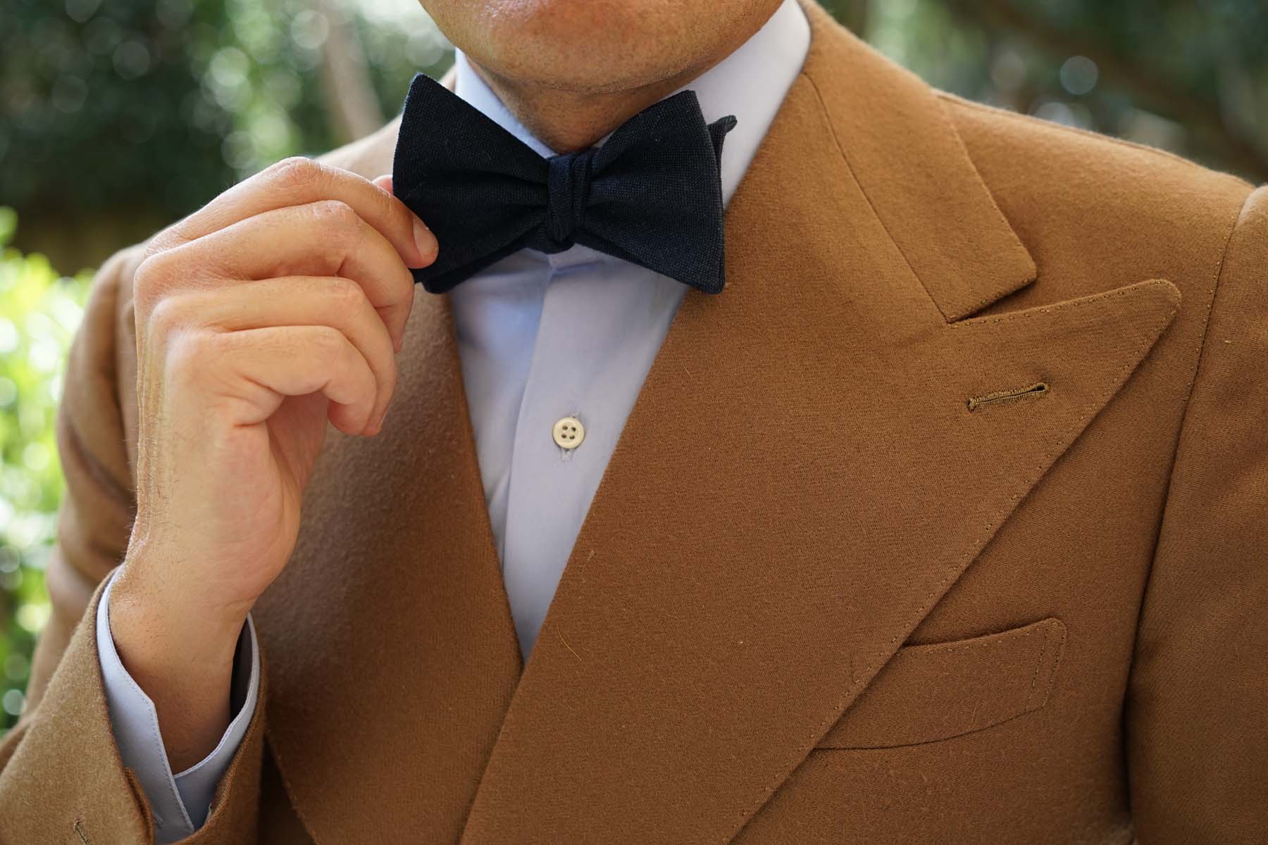 Natbeck Textured Linen Self Bow Tie Elegant Cotton-Linen Bow Tie