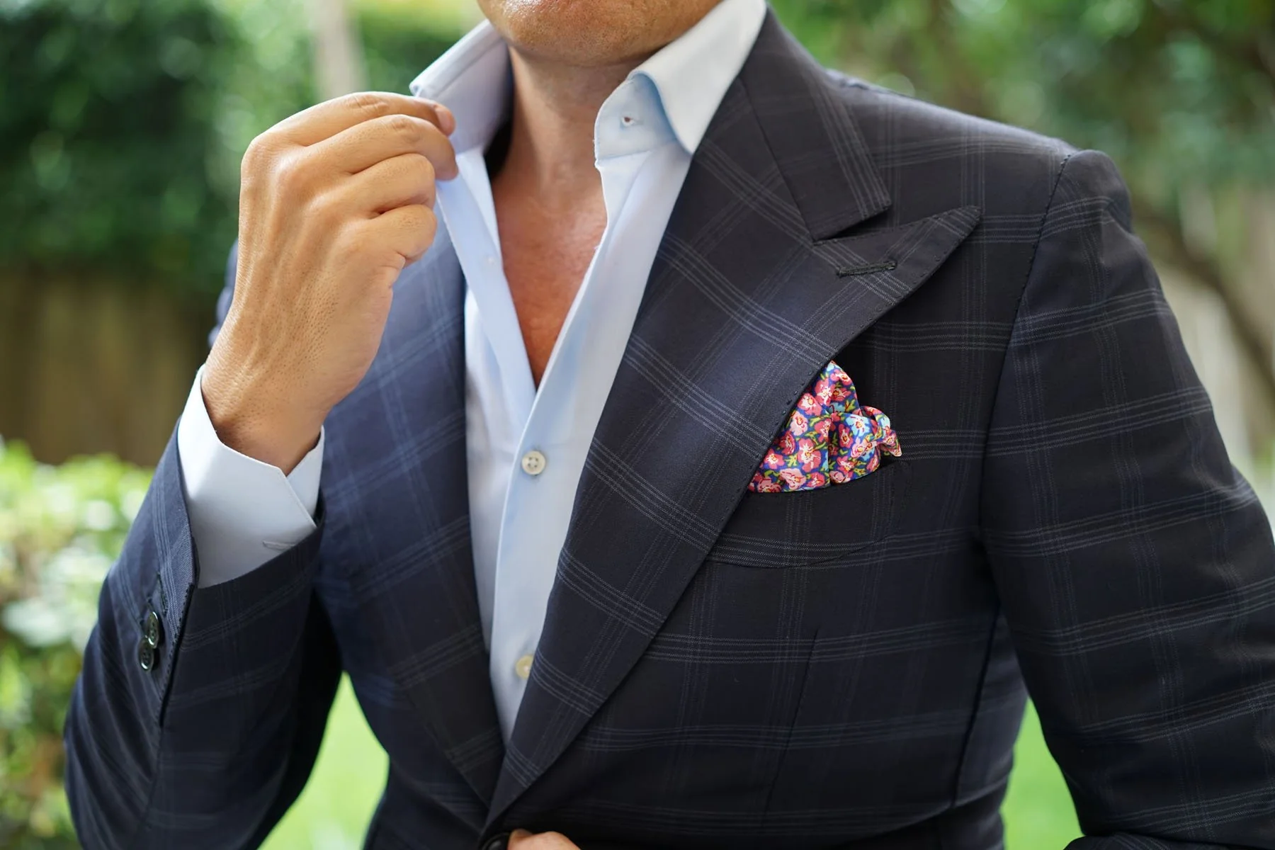 Natbeck Floral Pocket Square in Málaga Pink