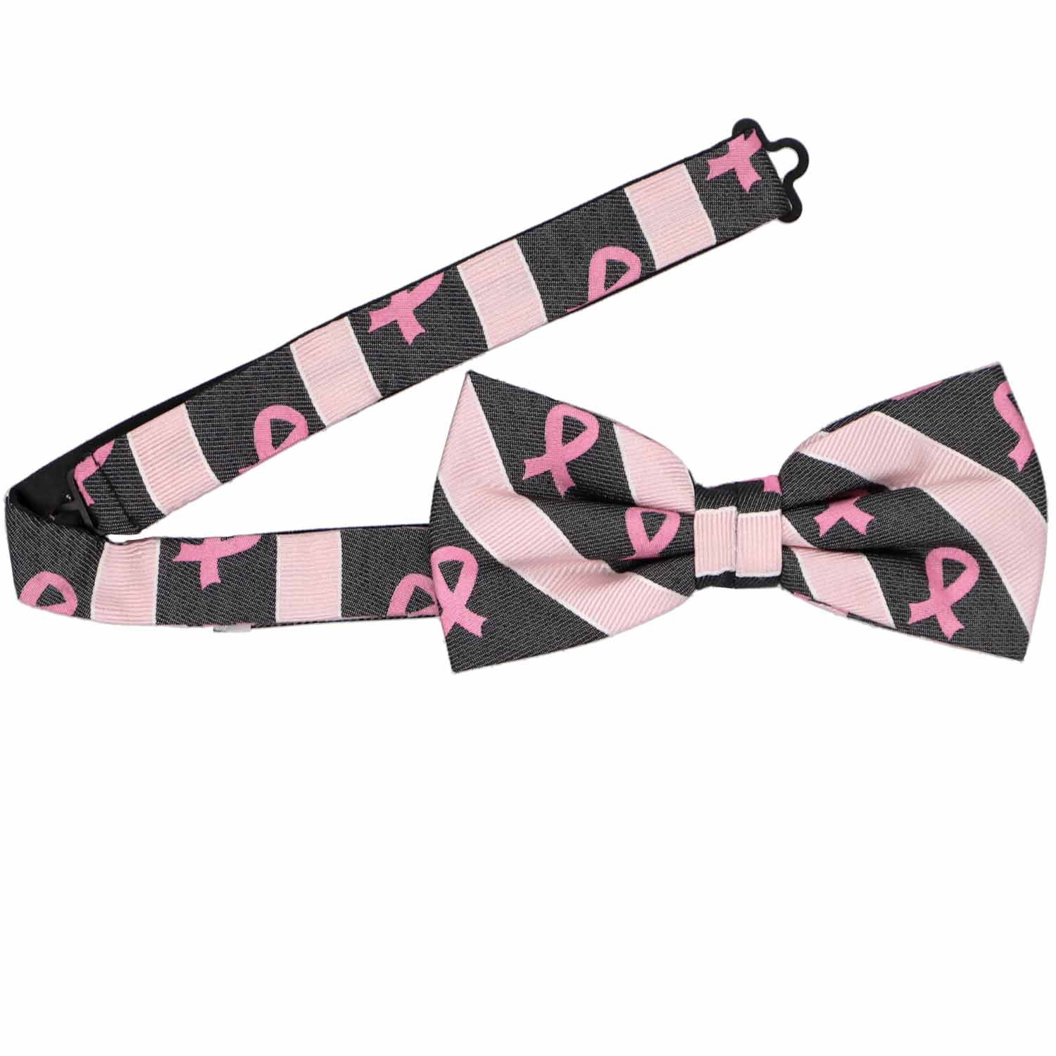 Natbeck Striped cotton silk bow tie black