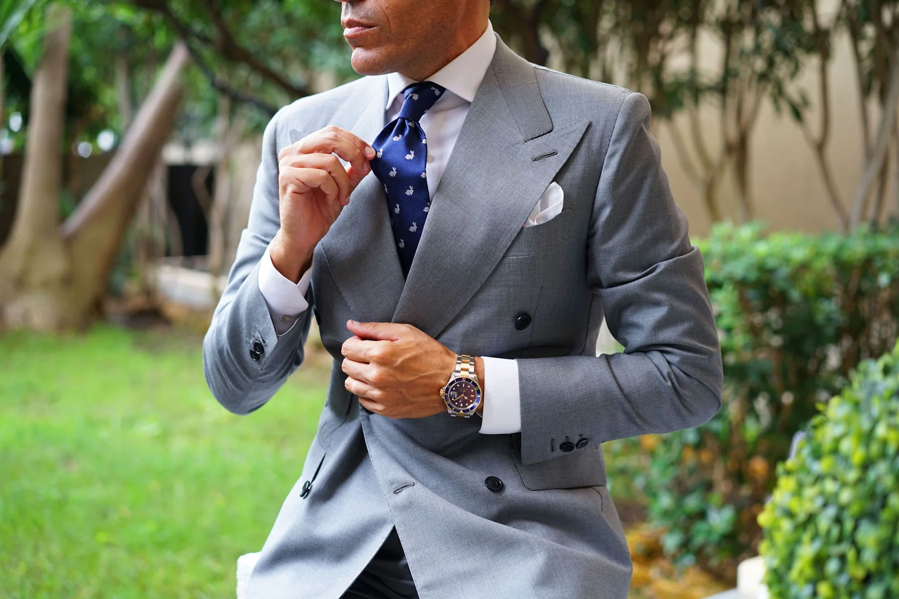 Natbeck Curious Rabbit Pattern Necktie Cute Animal Print Soft Fabric