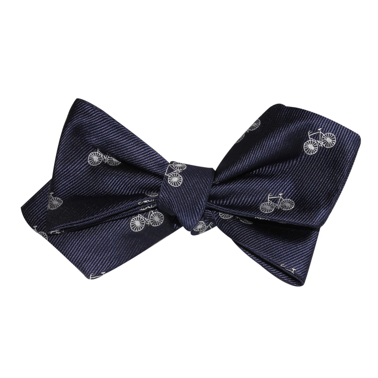Natbeck Navy Blue French Bicycle Self Tie Diamond Tip Bow Tie Stylish Cotton Self Tie Bow Tie with Bicycle Motif