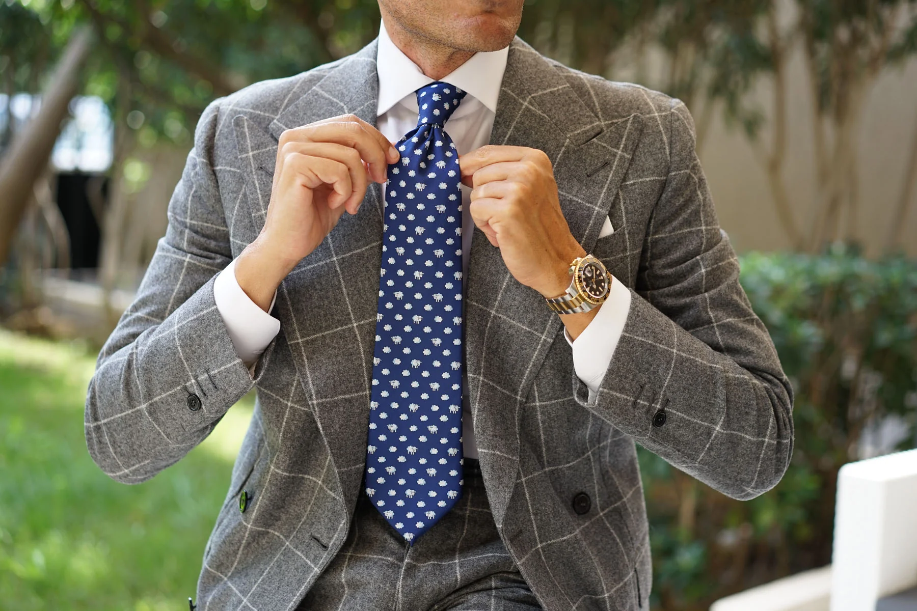 Natbeck Sleepy Sheep Blue Necktie Cute Animal Print Classic Accessory