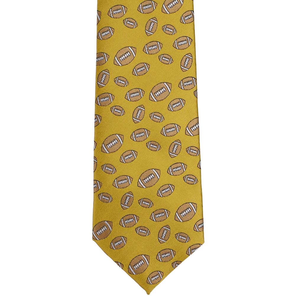 Natbeck Gold Football Themed Cotton Silk Necktie