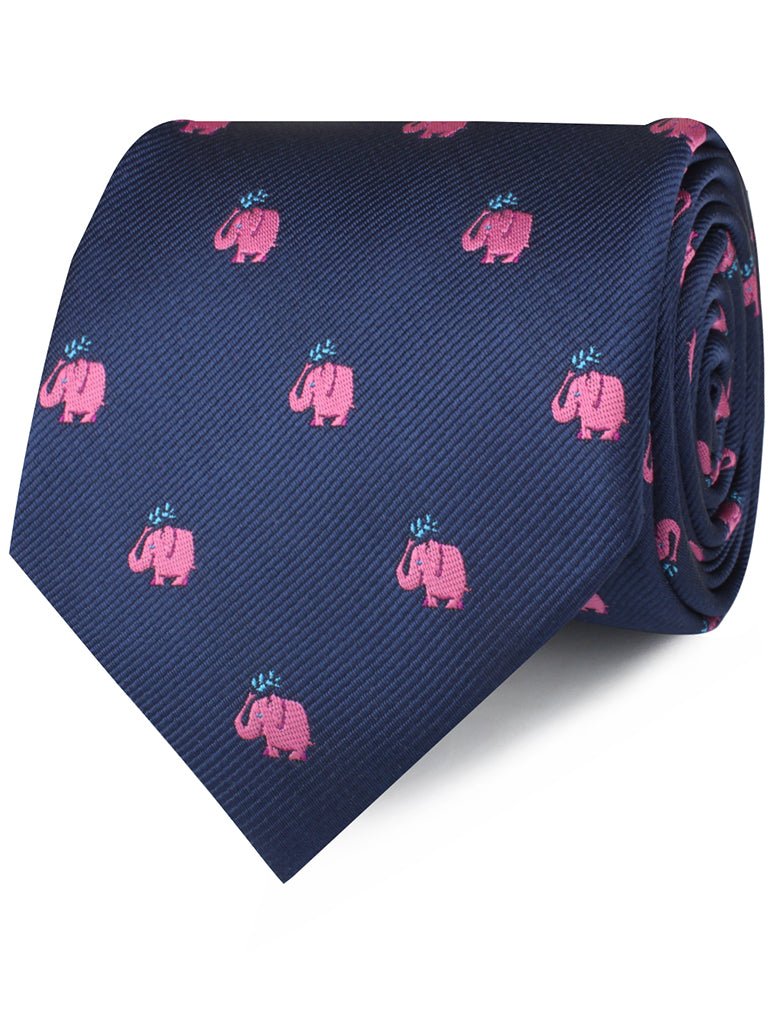 Natbeck Pink Water Elephant Necktie Cute Animal Print Lightweight Material