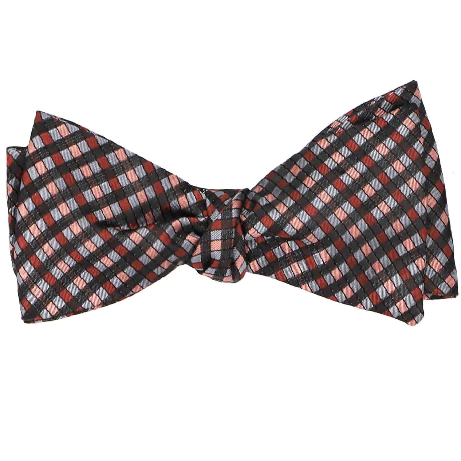 Natbeck Plaid Self-Tie Bow Tie Terracotta