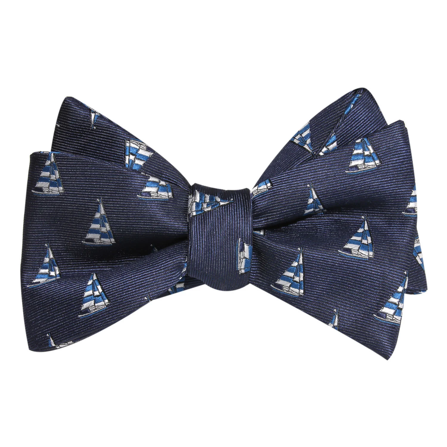 Natbeck Navy Blue Sailor Boat Self Tie Bow Tie Elegant Cotton Self Tie Bow Tie with Sailor Boat Motif