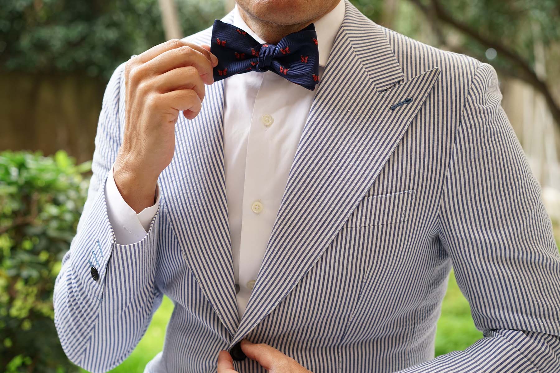 Natbeck Delicate Butterfly Self Bow Tie for Spring Garden Weddings and Events Blue