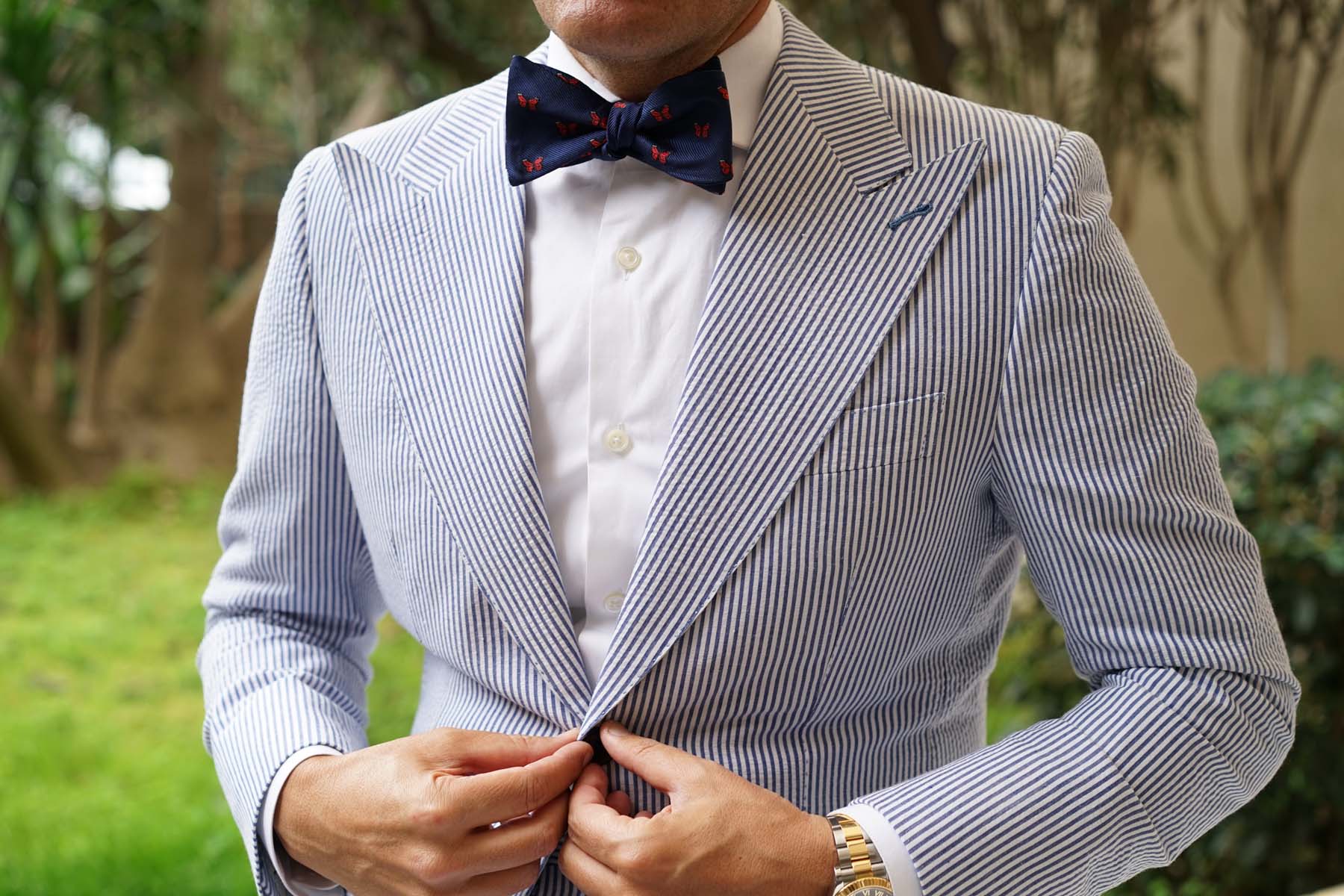 Natbeck Delicate Butterfly Self Bow Tie for Spring Garden Weddings and Events Blue