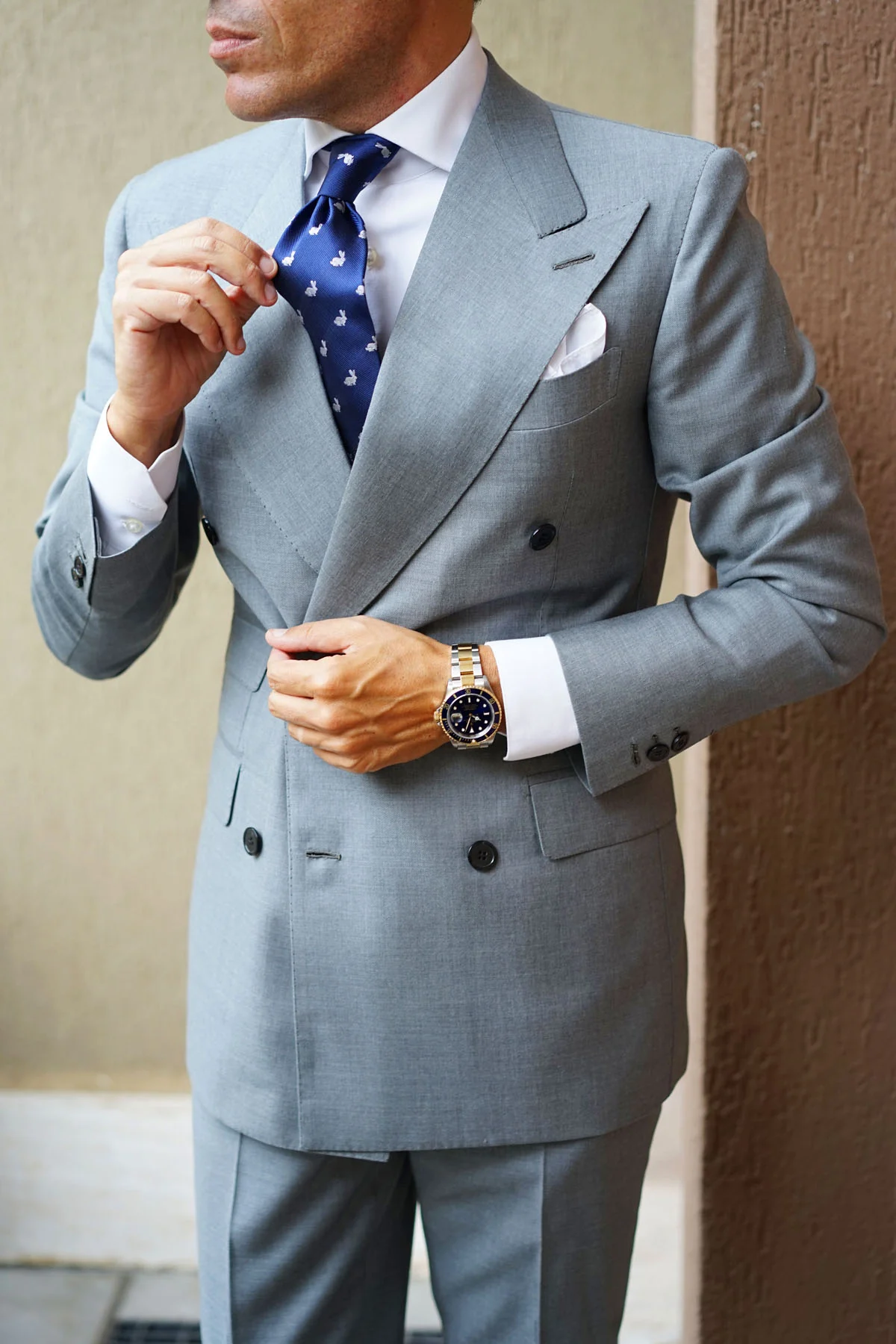 Natbeck Curious Rabbit Pattern Necktie Cute Animal Print Soft Fabric