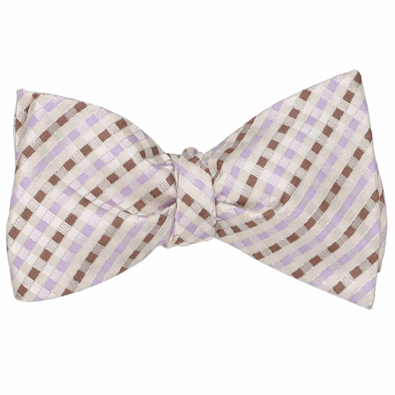 Natbeck Cream Plaid Self-Tie Formal Bow Tie
