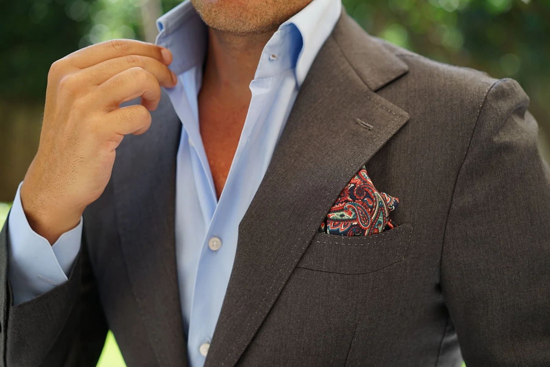 Natbeck Paisley Pocket Square in Rocambolesco Green