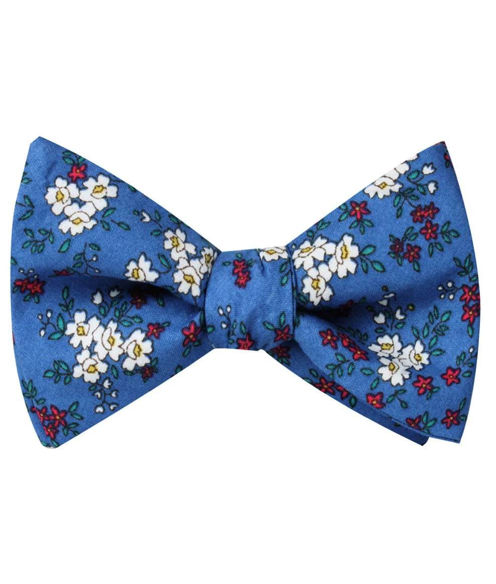 Natbeck Self Tie Bow Tie Ravenna Blue Floral Blue suitable for spring weddings