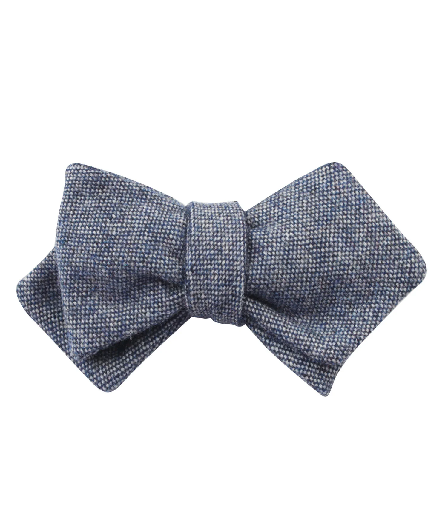 Natbeck Diamond Self Tie Bow Tie in Wool with Suffolk Donegal Blue Fabric