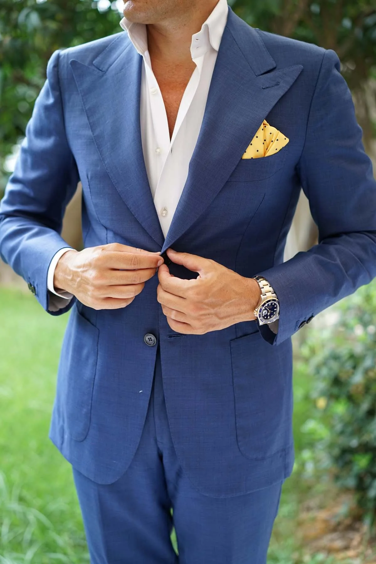 Natbeck Pocket Square Polkadot Yellow Bright Accent