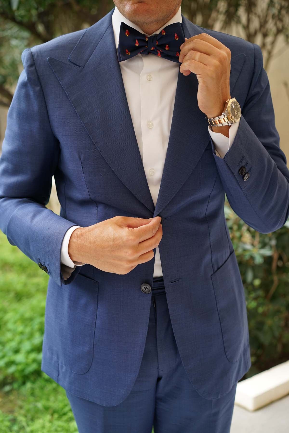 Natbeck Vibrant Rocket Self Bow Tie for Creative Party and Celebration Outfits Red